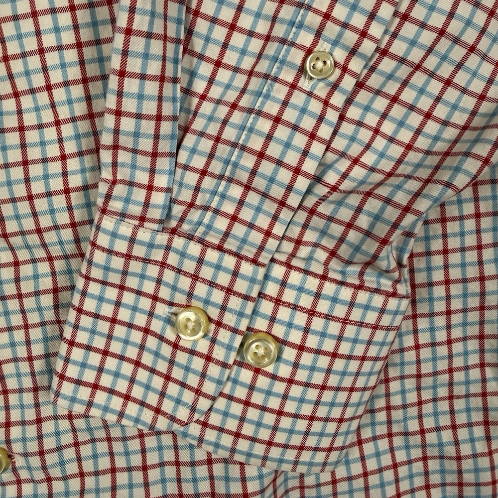 Peter Millar Shirt Mens Medium Long Sleeve Button Down Plaid Red Blue Cotton⁠ - Picture 3 of 9